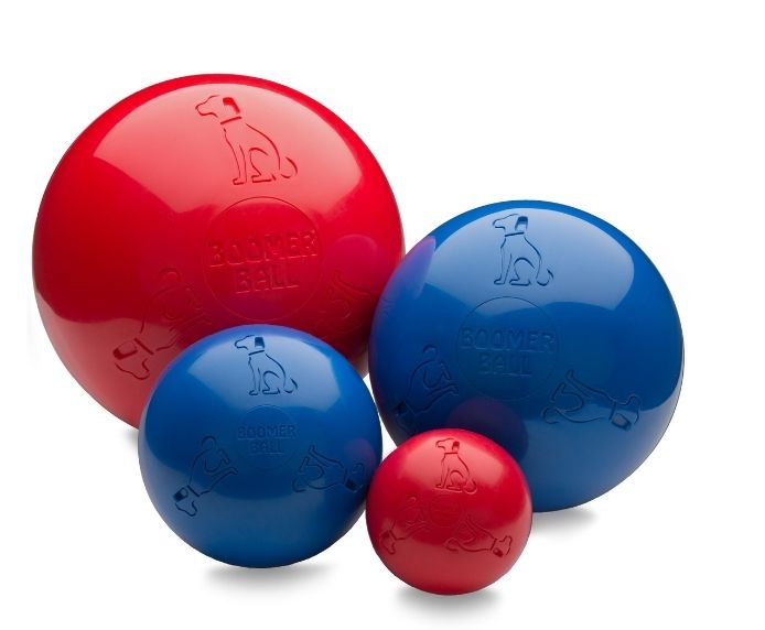 Boomer Balls in red and blue, varying sizes