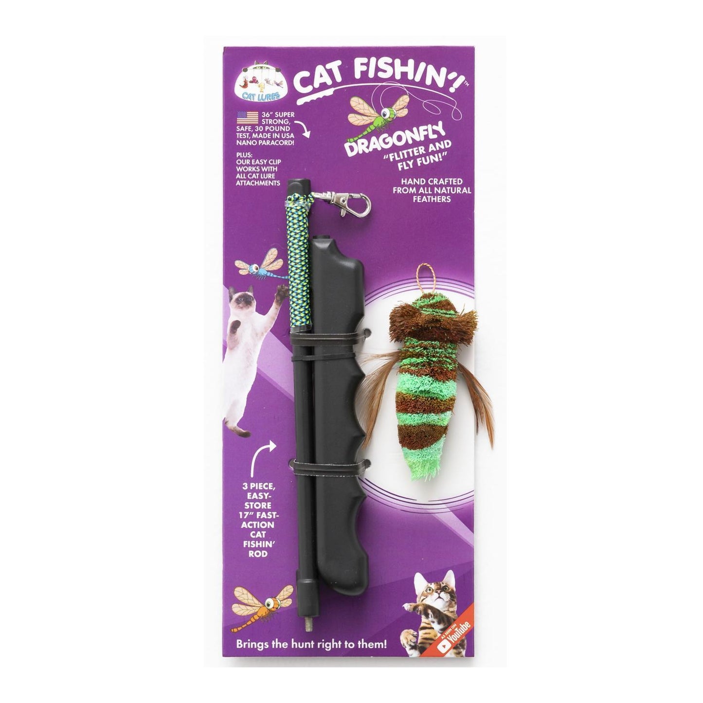 CAT LURES Fishin' Rod Teaser Cat Toy + 1 Replacement Lure - More Than Petz