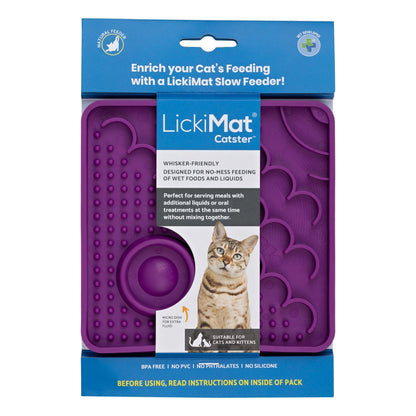 LICKIMAT® Catster Slow Feeder in purple, product package