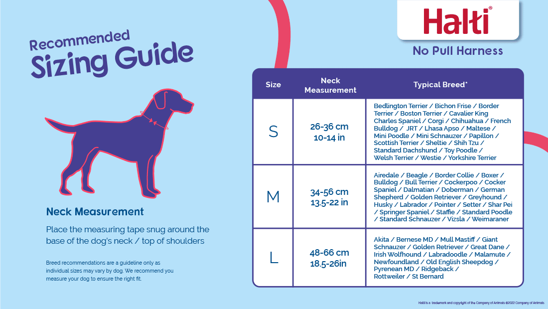 Halti No Pull Harness Size Guide