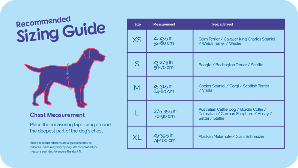 Halti Walking Comfy Harness size guide