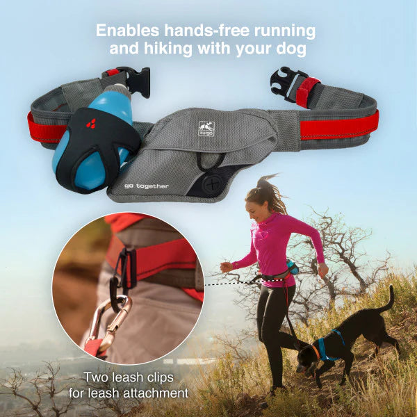 KURGO® Excursion Running Belt featuring two leash clips for leash attachment