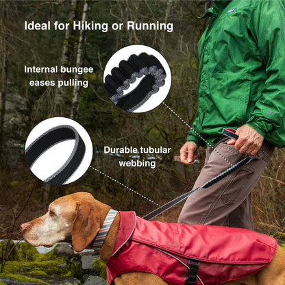 KURGO® Springback Dog Leash featuring internal bungee to ease pulling whilst attached to a hiking or running dog