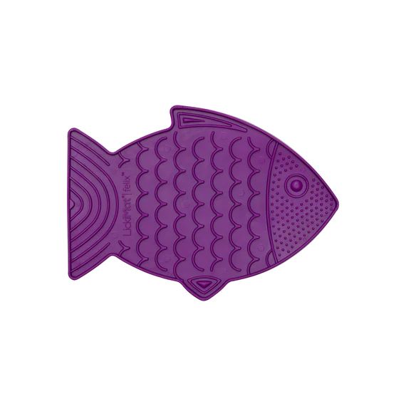 LickiMat Felix fish-shaped slow cat feeder in purple