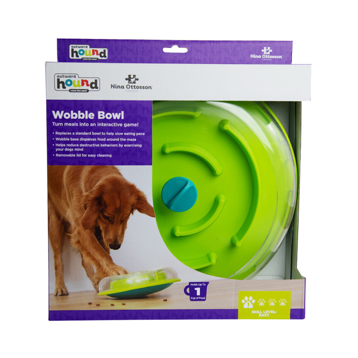 Nina Ottosson Wobble Bowl puzzle game for dogs, product package