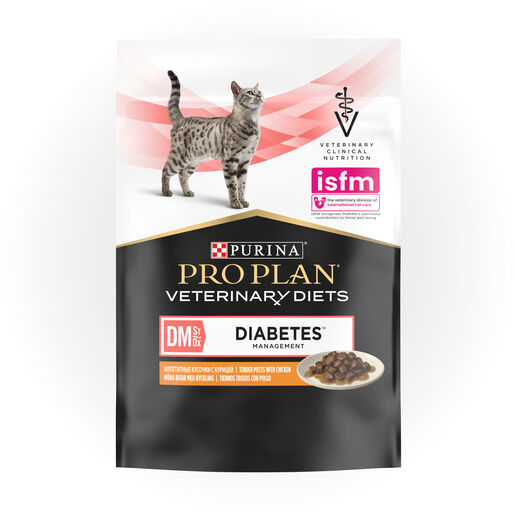 PURINA PRO PLAN VETERINARY DIETS - DM Dietetic Management Tender Pieces with Chicken Feline Pouches Formula