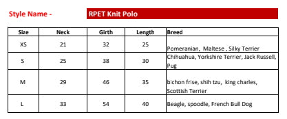 SNOOZA Wear RPET Knit Polo - Measurements