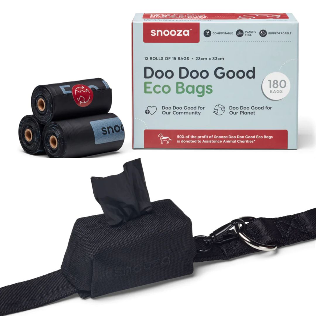 Snooza Bag Dispenser and 12 Rolls of Doo Doo Good Eco Bags