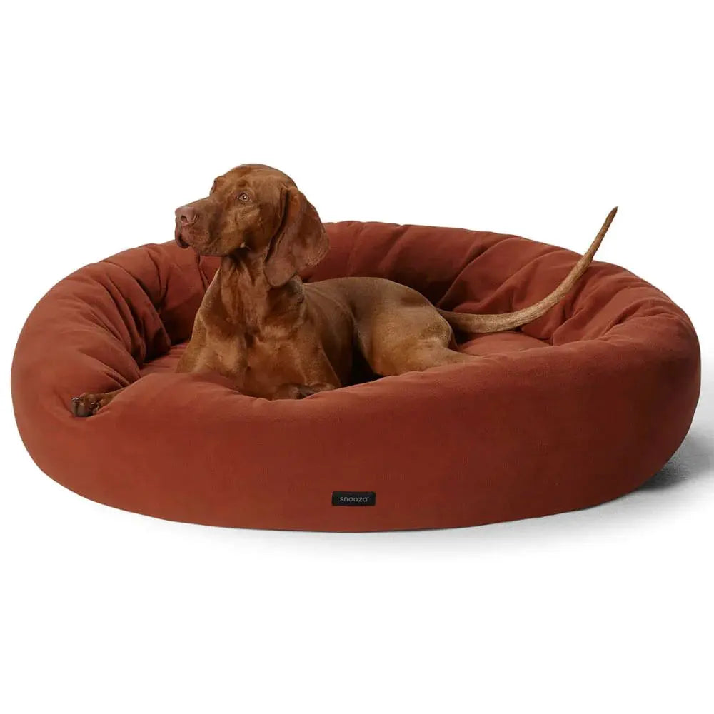 SNOOZA Self Warming Polar Fleece Cuddler in Rust featuring a Weimaraner