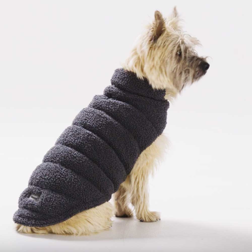 Snooza Wear - Boucle Teddy Puffer Dog Jacket in Charcoal