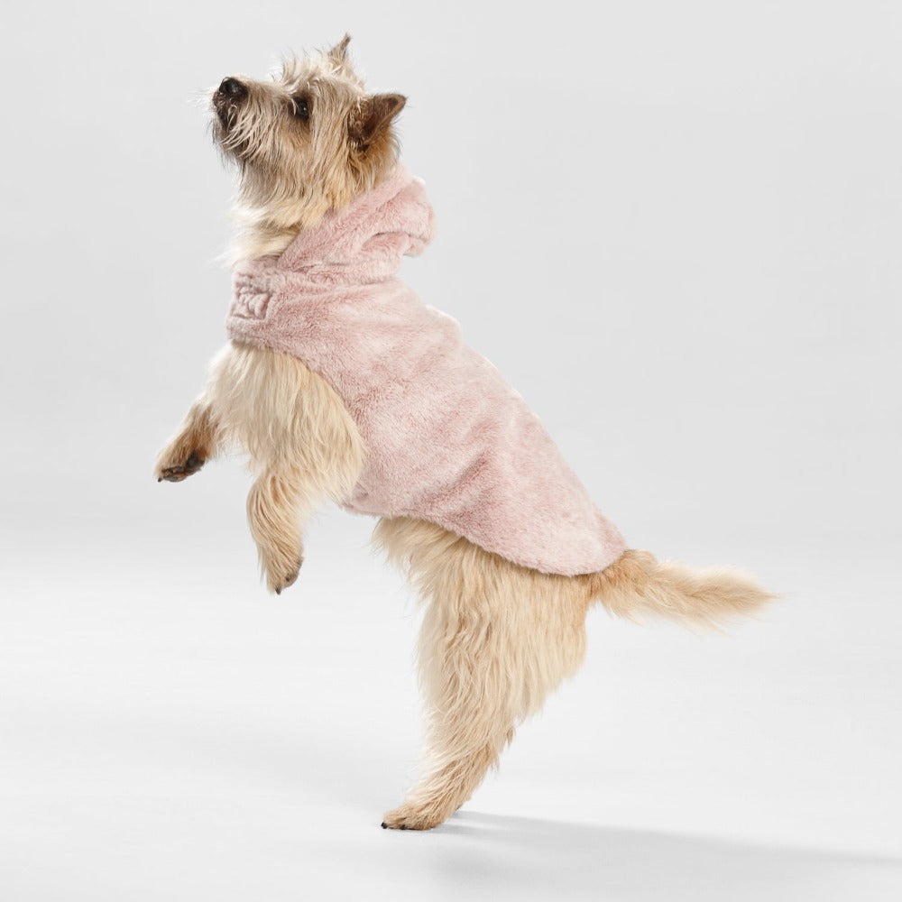 SNOOZA Wear Pink Faux Fur Dog Coat with Hood