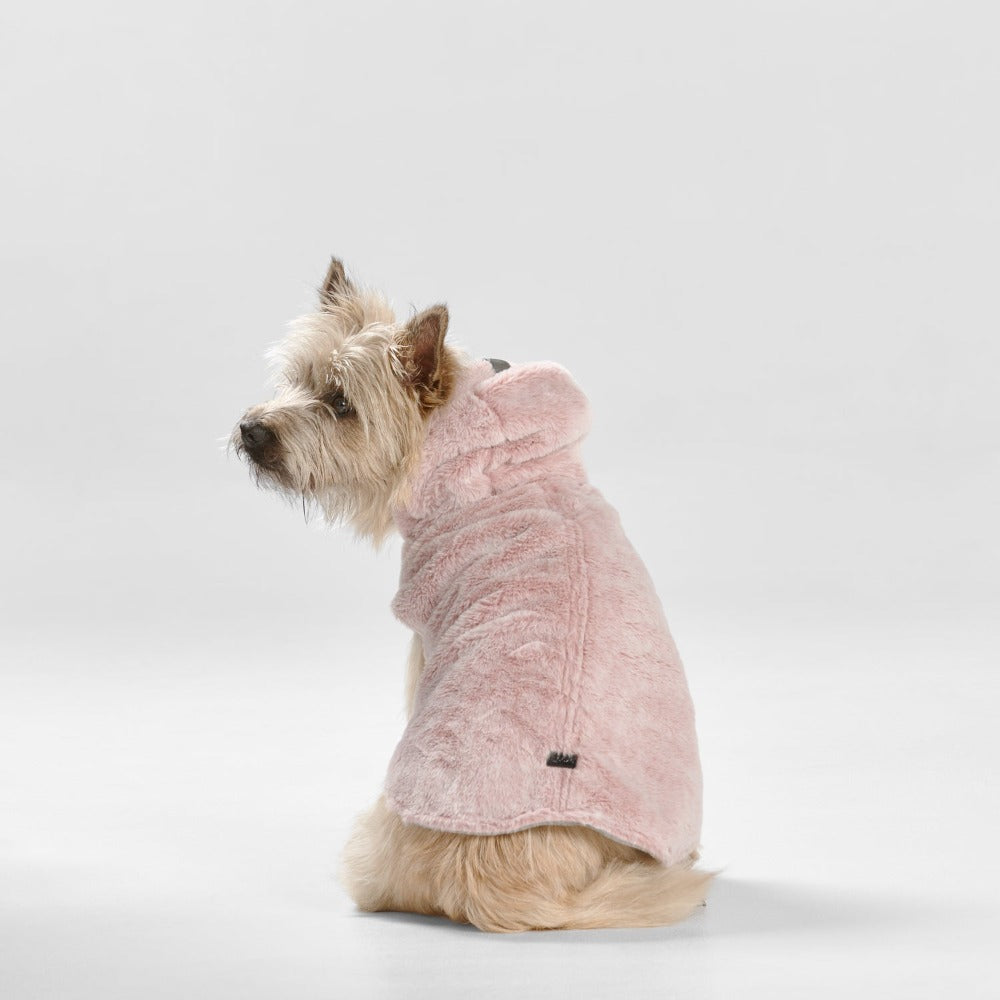 SNOOZA Wear Pink Faux Fur Dog Coat with Hood