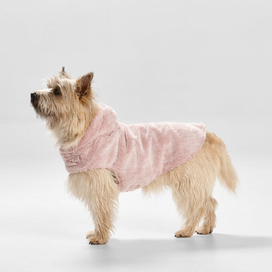 SNOOZA Wear Pink Faux Fur Dog Coat with Hood