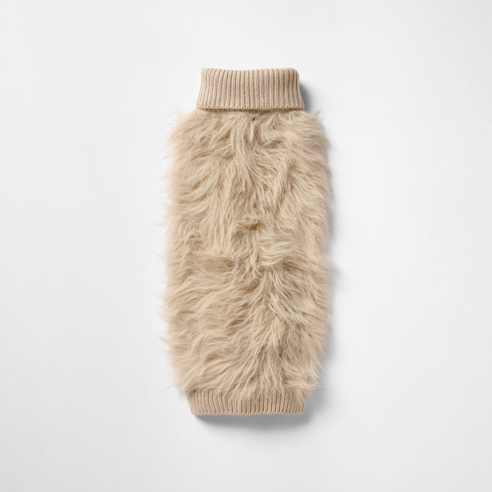 SNOOZA Wear Soft Fur Knit Dog Jumper in Ecru