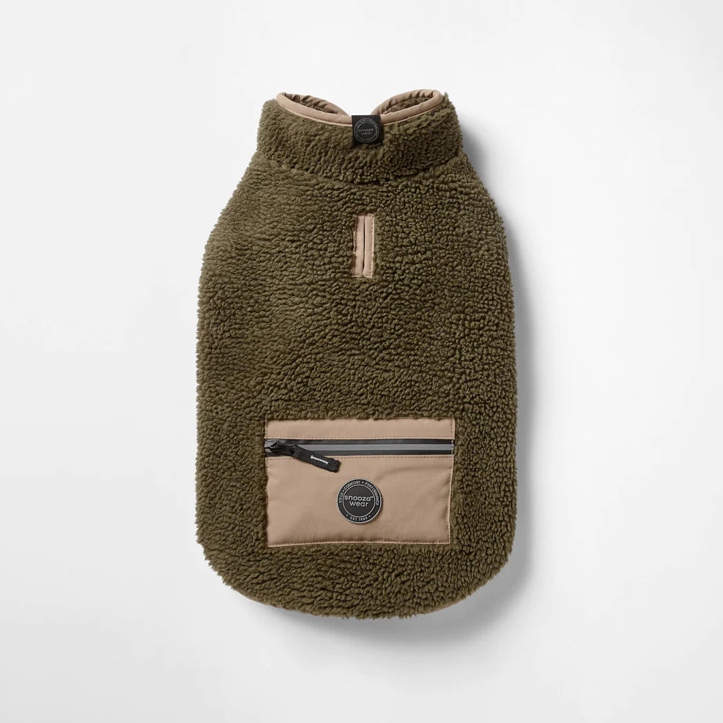 SNOOZA Wear Teddy Dog Coat with Pocket in Khaki/Fawn