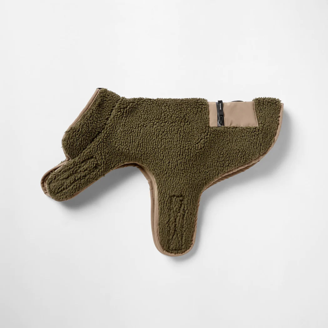 SNOOZA Wear Teddy Dog Coat with Pocket in Khaki/Fawn