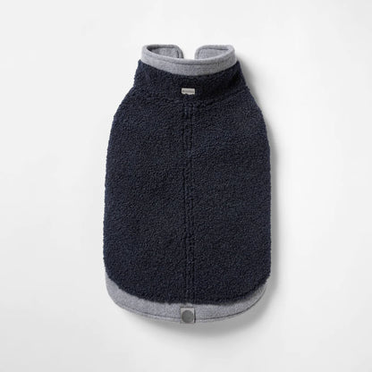 SNOOZA Wear Teddy Dog Coat with Double Collar and Hem in Navy/Grey