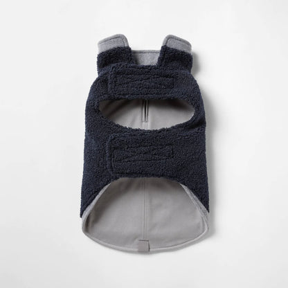 SNOOZA Wear Teddy Dog Coat with Double Collar and Hem in Navy/Grey