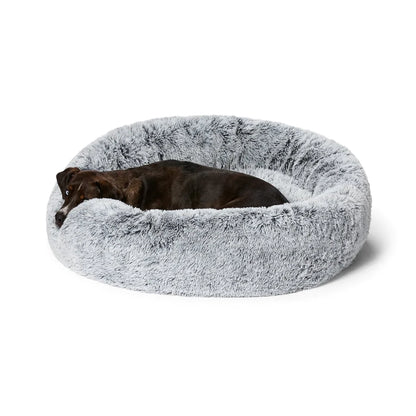 SNOOZA Calming Cuddler in Silver Fox with brown dog