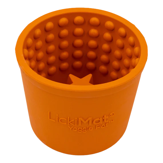 LICKIMAT® Yoggie Pot Slow Feeder Dog Bowl in orange