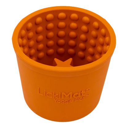 LICKIMAT® Yoggie Pot Slow Feeder Dog Bowl in orange