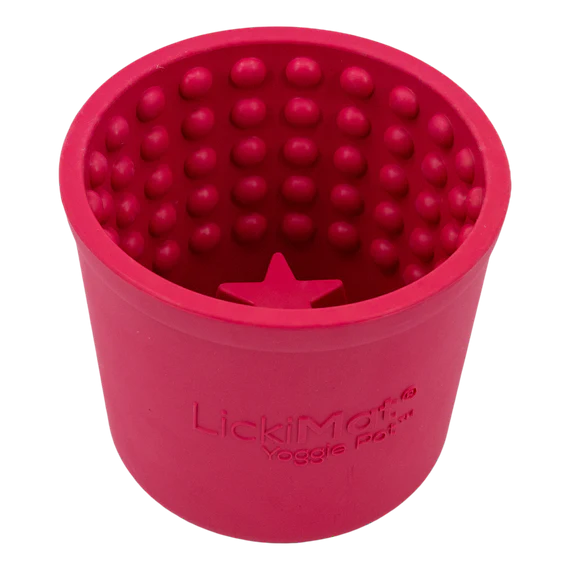 LICKIMAT® Yoggie Pot Slow Feeder Dog Bowl in red