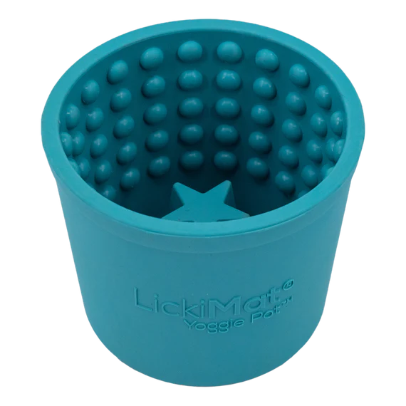 LICKIMAT® Yoggie Pot Slow Feeder Dog Bowl in turquoise