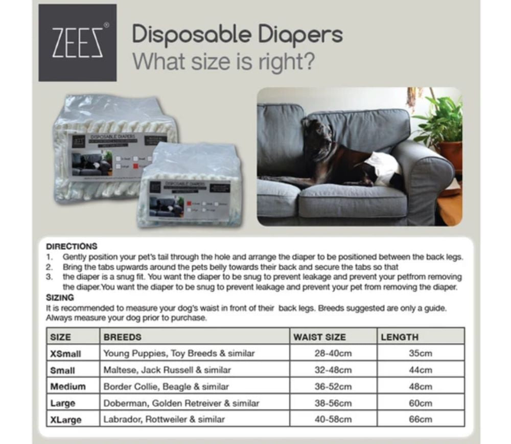 ZEEZ Disposable Dog Diapers (12-pack x 2) - More Than Petz