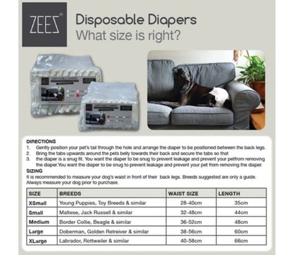 ZEEZ Disposable Dog Diapers (12-pack x 2) - More Than Petz